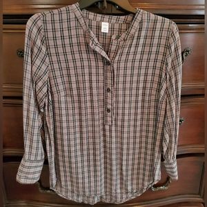 Plaid 3/4 button up shirt